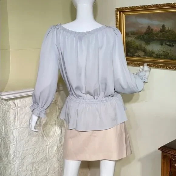 Jacob Soft Grey Peasant Style Light Blouse - Picture 3 of 9